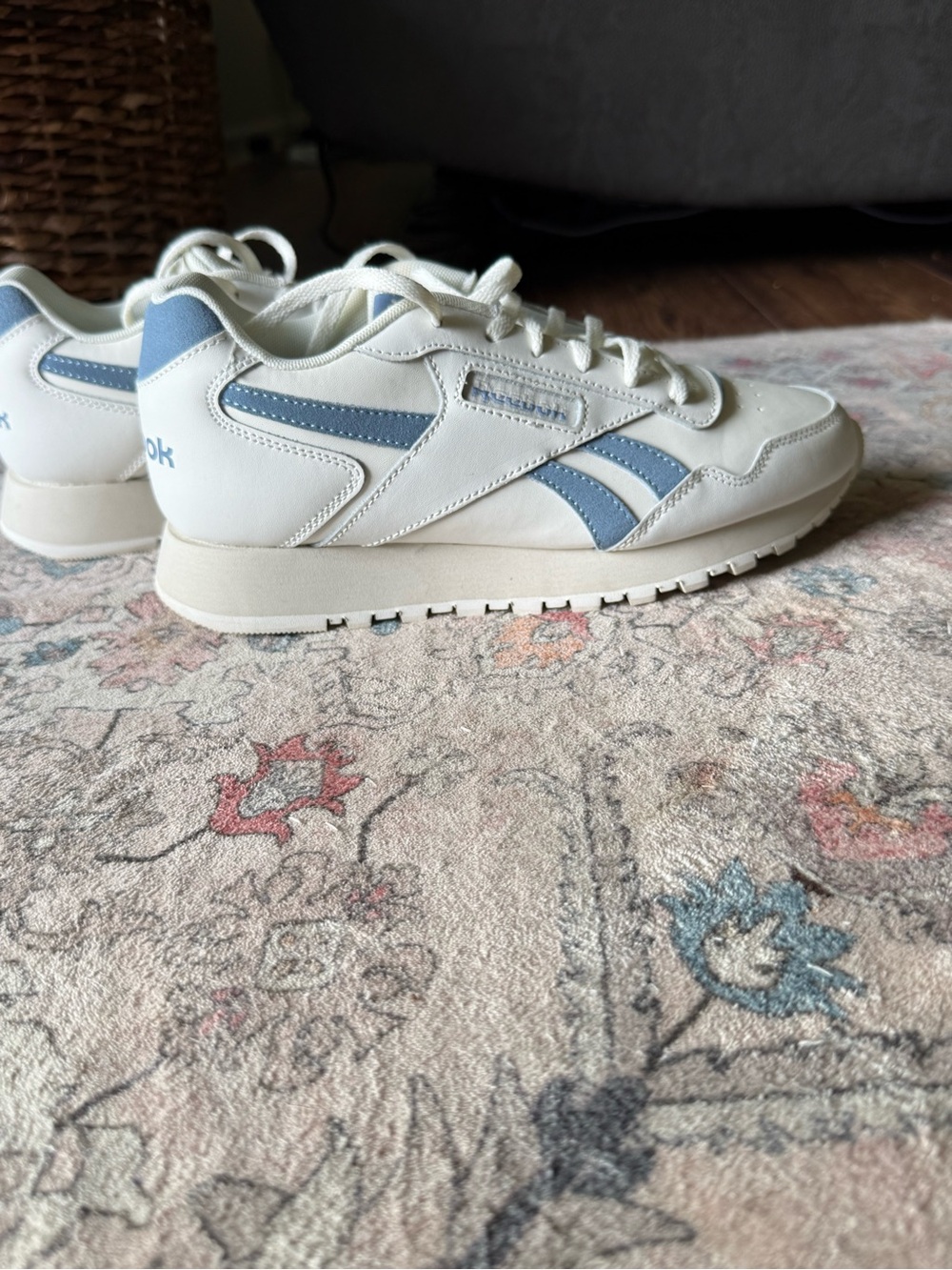 Reebok White Sneakers with Light Blue Accents